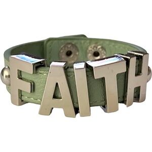 Bcbg Generation faux leather Green bracelet with “FAITH” in Silver-tone Letters